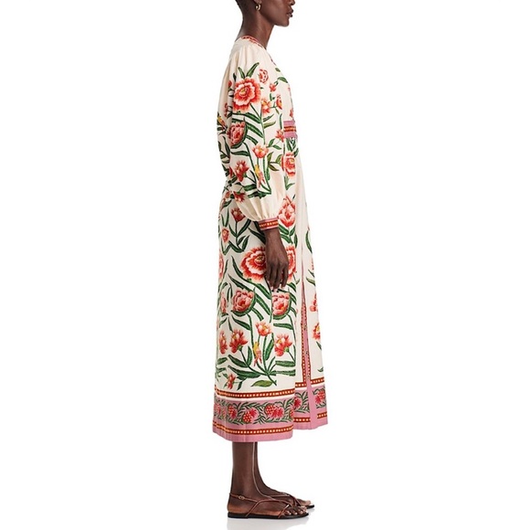 FARM RIO Ainika Delicate Puff Sleeve Floral Bird Maxi Dress Size XS NWT (FLAWED) - Picture 6 of 14